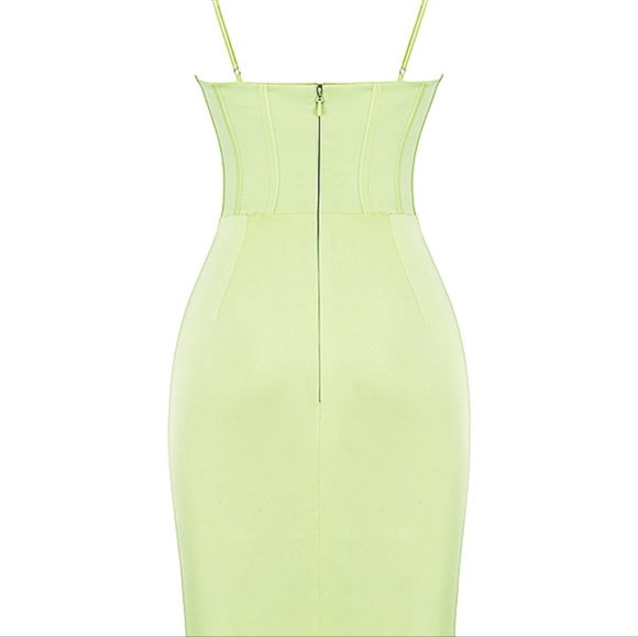 House of CB Nathalia Pistachio Satin Midi Dress (Size XS) - Picture 10 of 11